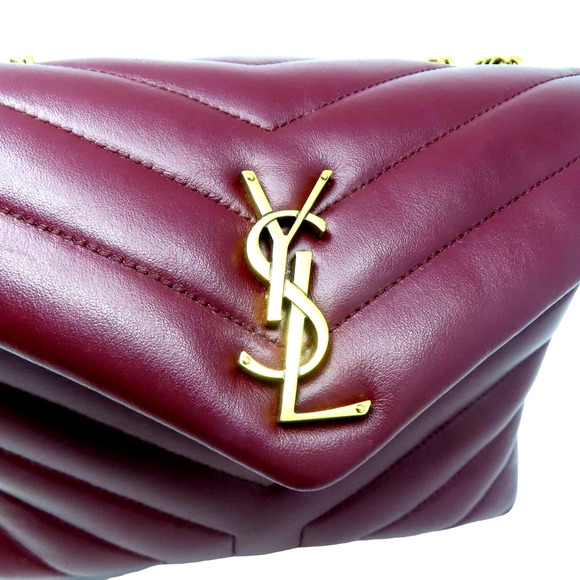 💎✨BEAUTIFUL✨💎 YVES SAINT LAURENT Small Bag Chain Calfskin Rouge Legion Red - Picture 9 of 14